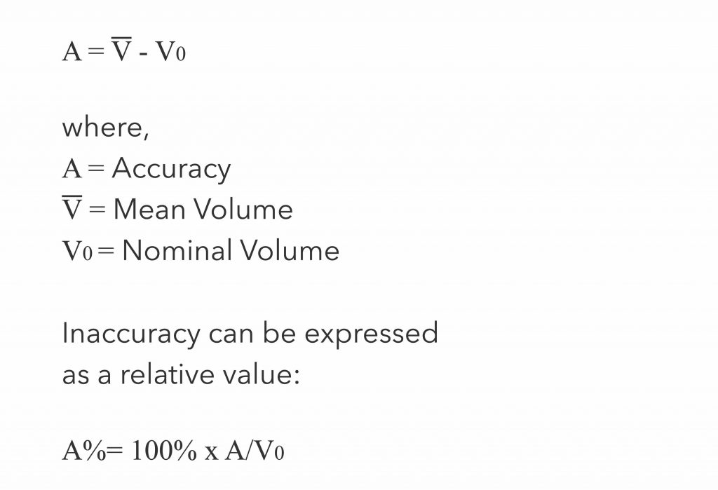 Micropipette Accuracy formula